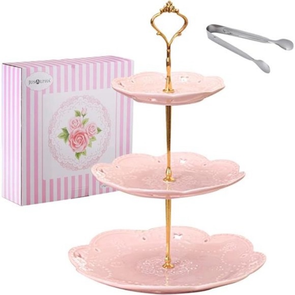 3-Tier Pink Plastic Cake Stand/Cupcake Stand/Dessert Stand/Tea Party Pastry - Picture 1 of 7